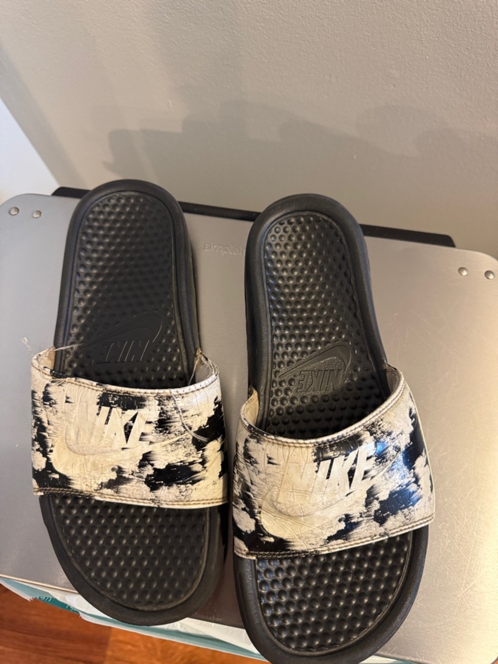 Nike Black and White Slide Sandals